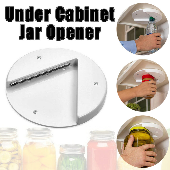 Under Cabinet Jar Opener Stainless Steel Teeth Hands-Free Lid Remover