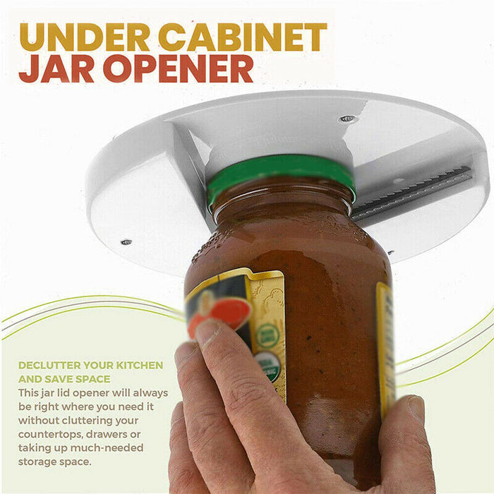 Under Cabinet Jar Opener Stainless Steel Teeth Hands-Free Lid Remover