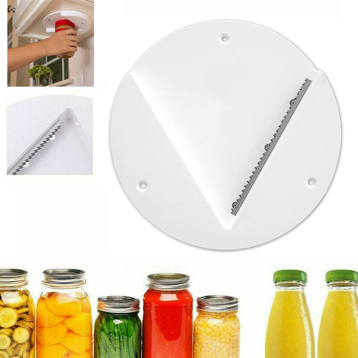 Under Cabinet Jar Opener Stainless Steel Teeth Hands-Free Lid Remover