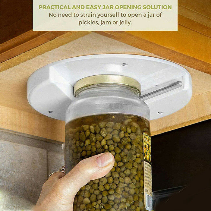 Under Cabinet Jar Opener Stainless Steel Teeth Hands-Free Lid Remover