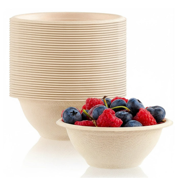 100 Pcs Sugarcane Fibre Paper Bowls Waterproof Oil Proof