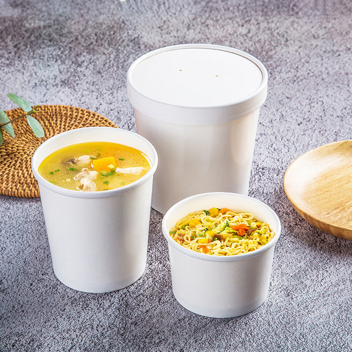 50 Pcs Kraft Paper Bowls 235ml and 350ml Leak-Proof