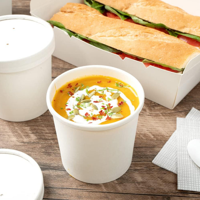 50 Pcs Kraft Paper Bowls 235ml and 350ml Leak-Proof