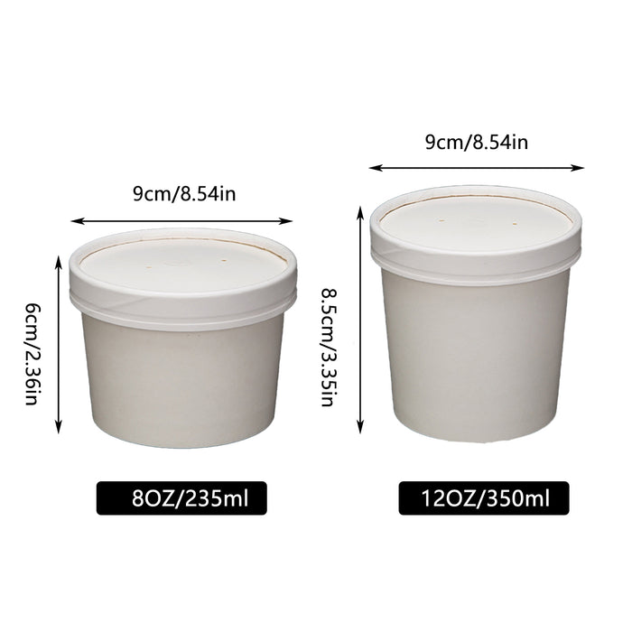 50 Pcs Kraft Paper Bowls 235ml and 350ml Leak-Proof