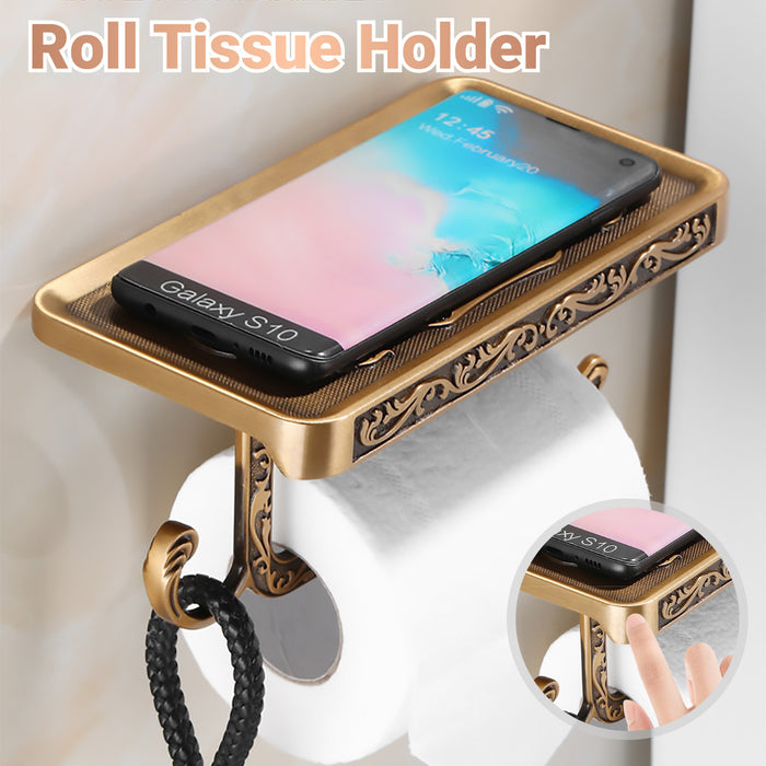 Aluminum Wall Mounted Toilet Paper Holder with Phone Shelf