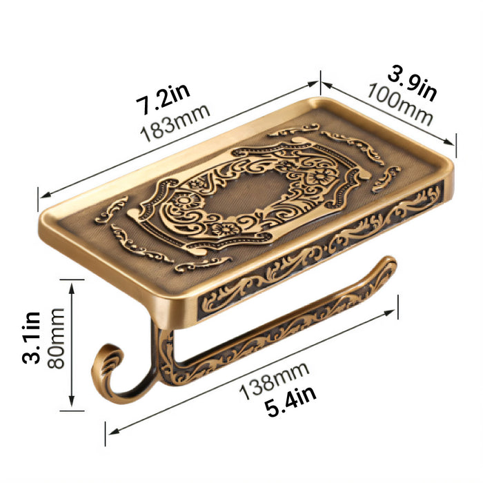 Aluminum Wall Mounted Toilet Paper Holder with Phone Shelf