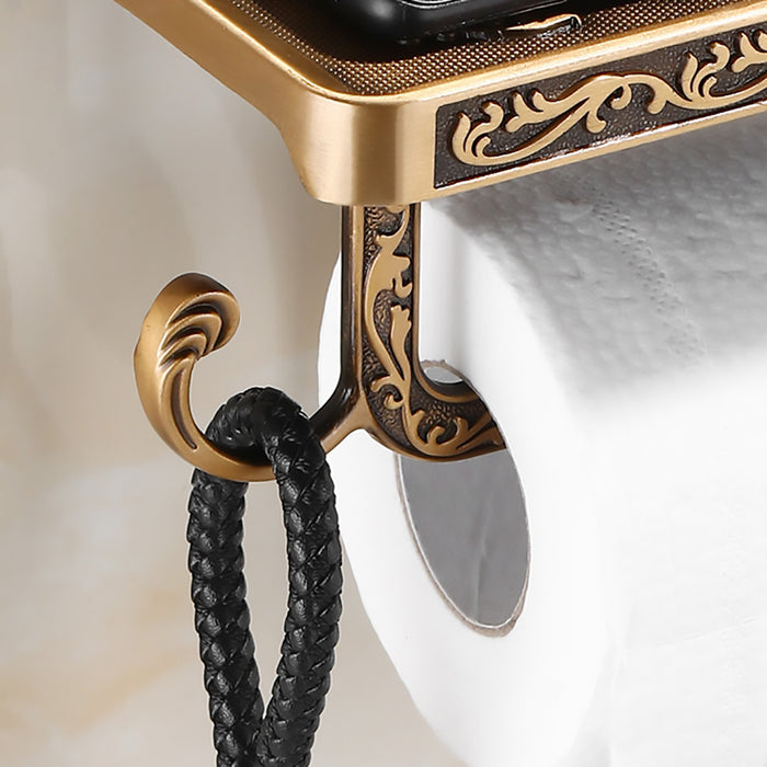 Aluminum Wall Mounted Toilet Paper Holder with Phone Shelf