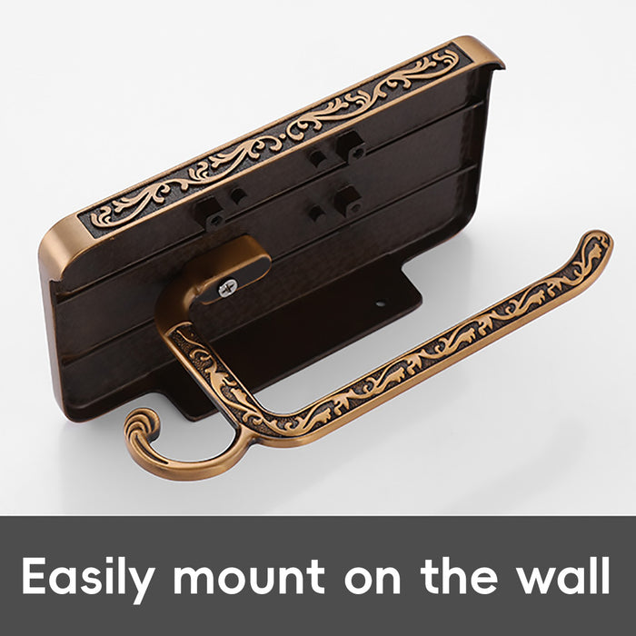 Aluminum Wall Mounted Toilet Paper Holder with Phone Shelf