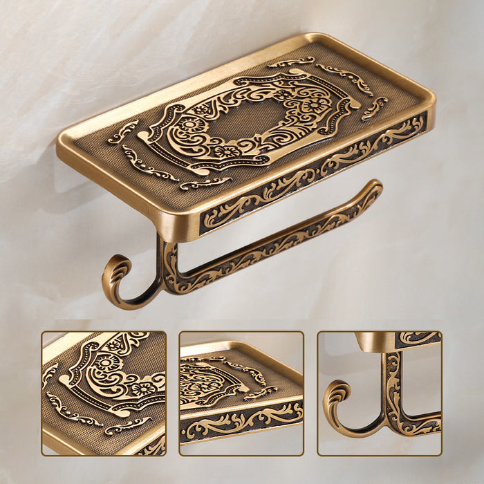 Aluminum Wall Mounted Toilet Paper Holder with Phone Shelf