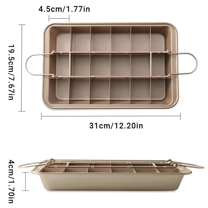 Non Stick Square Baking Pan with Divider Golden Carbon Steel