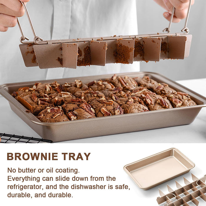 Non Stick Square Baking Pan with Divider Golden Carbon Steel
