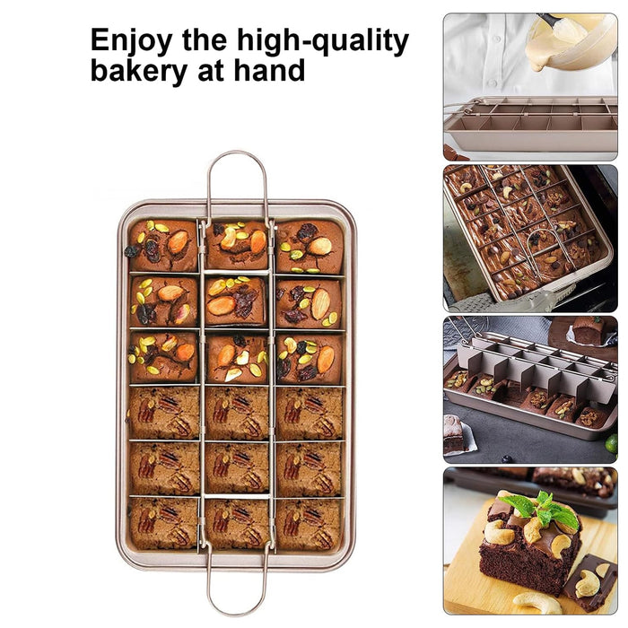 Non Stick Square Baking Pan with Divider Golden Carbon Steel