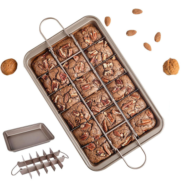 Non Stick Square Baking Pan with Divider Golden Carbon Steel