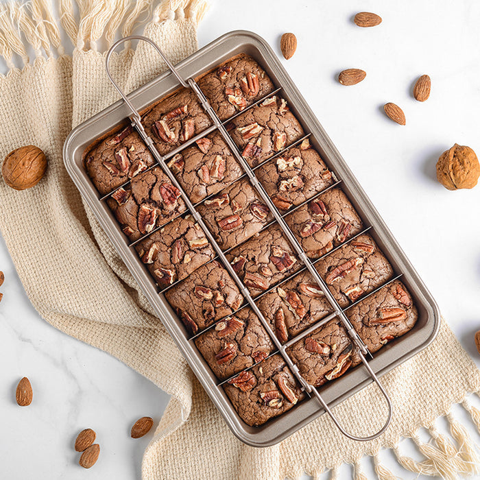 Non Stick Square Baking Pan with Divider Golden Carbon Steel