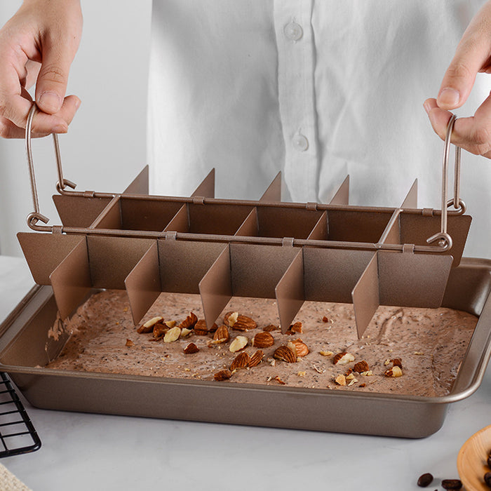 Non Stick Square Baking Pan with Divider Golden Carbon Steel