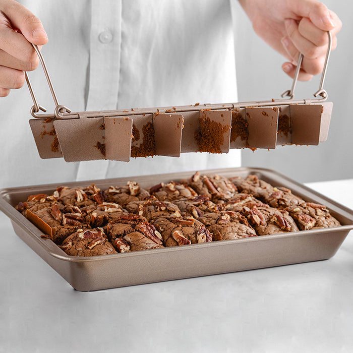 Non Stick Square Baking Pan with Divider Golden Carbon Steel