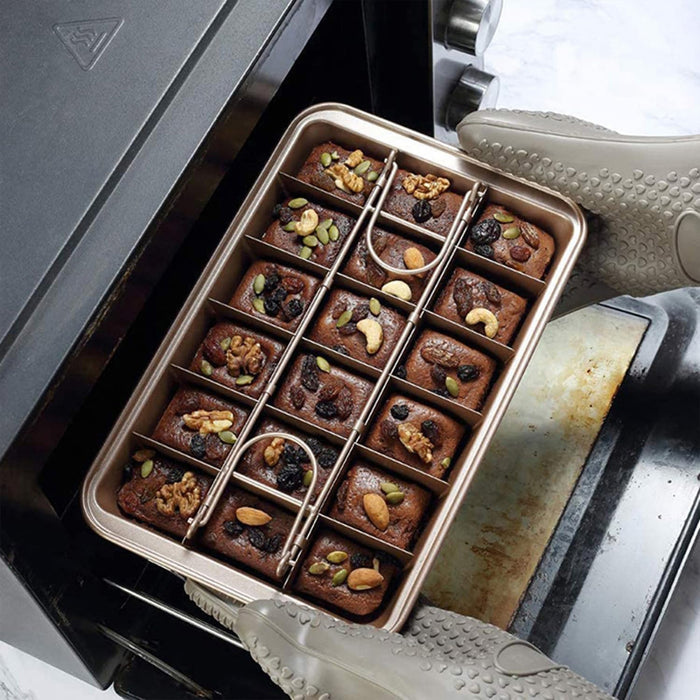 Non Stick Square Baking Pan with Divider Golden Carbon Steel