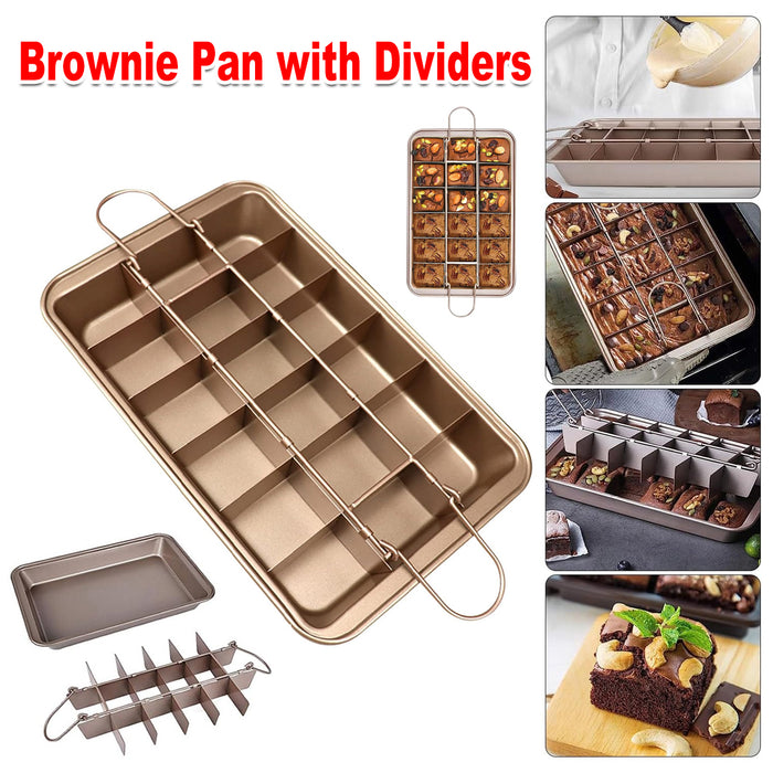 Non Stick Square Baking Pan with Divider Golden Carbon Steel