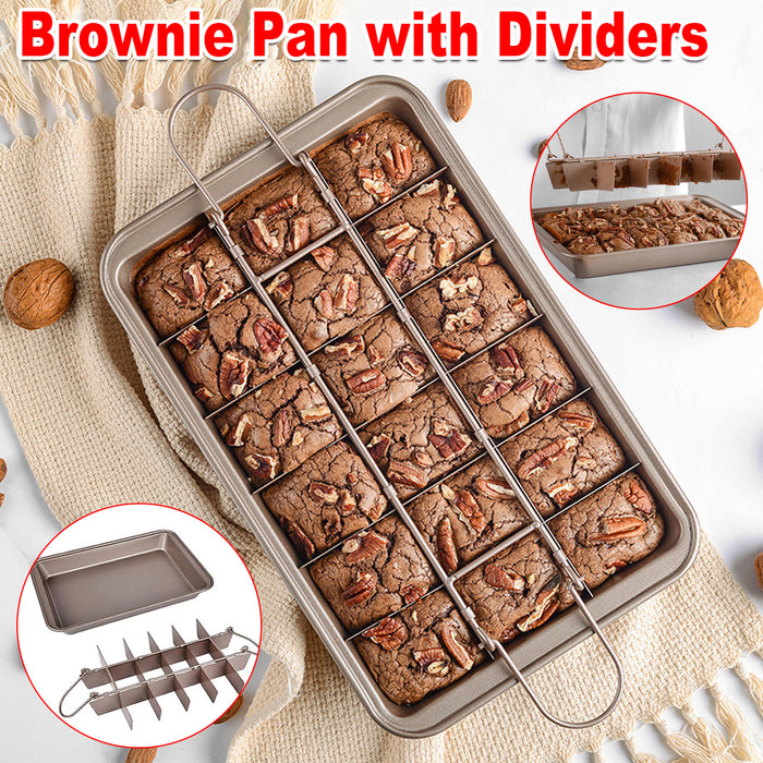 Non Stick Square Baking Pan with Divider Golden Carbon Steel