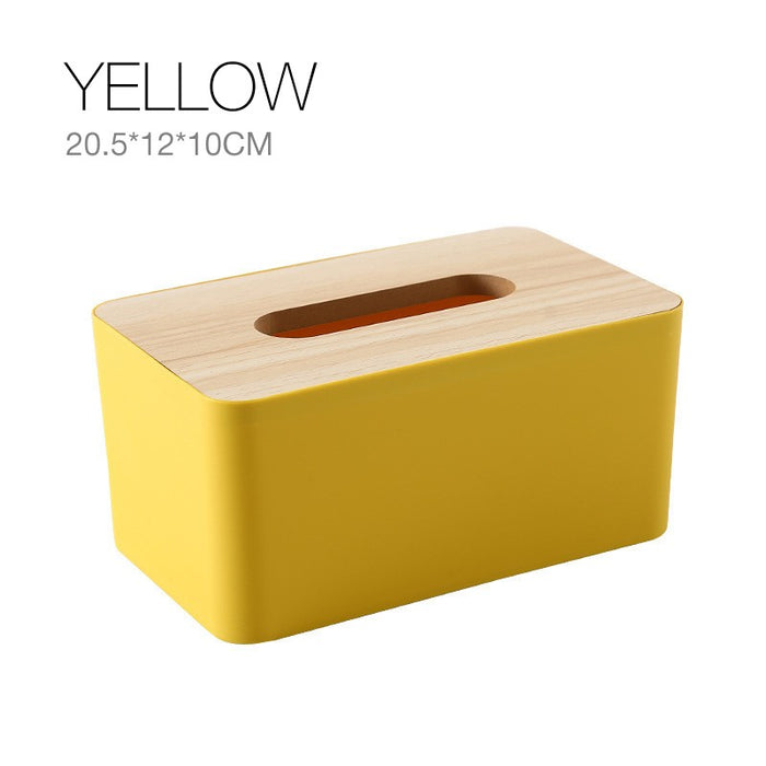 Wooden Tissue Box Cover PP + Wood European Style 4 Colours 20.5 x 12 x 10 cm
