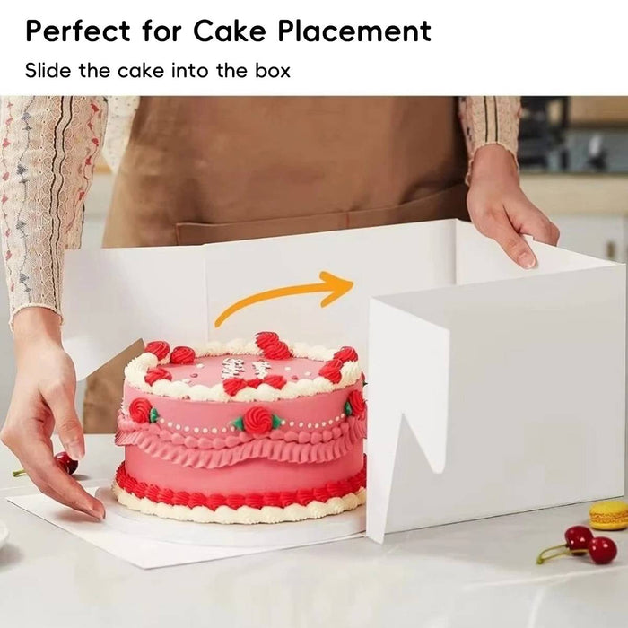 10 Pcs Window Cake Gift Boxes White Card with Transparent Lid for Bakery
