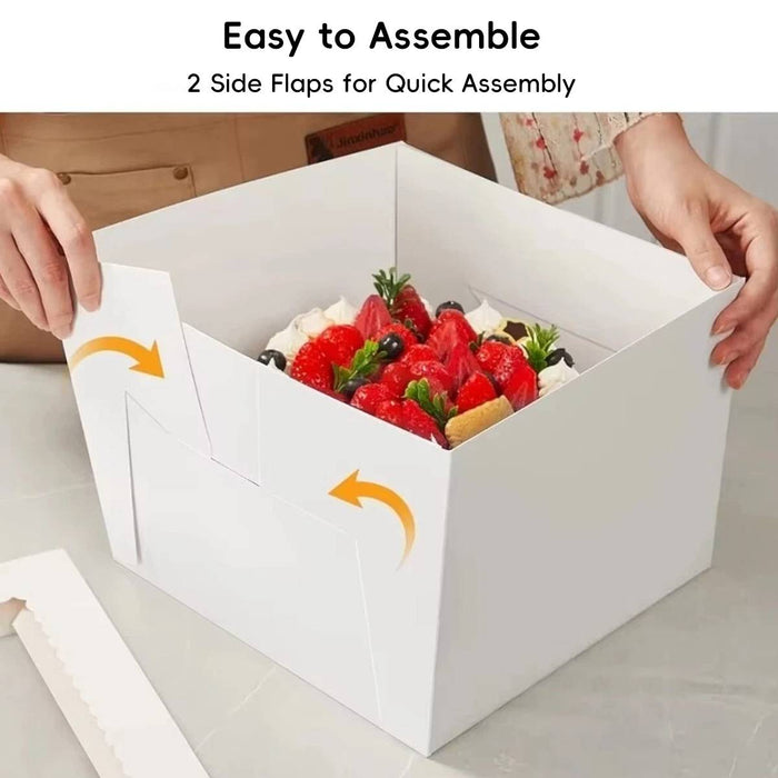 10 Pcs Window Cake Gift Boxes White Card with Transparent Lid for Bakery