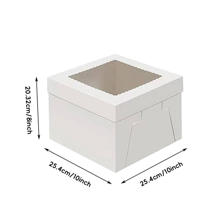 10 Pcs Window Cake Gift Boxes White Card with Transparent Lid for Bakery