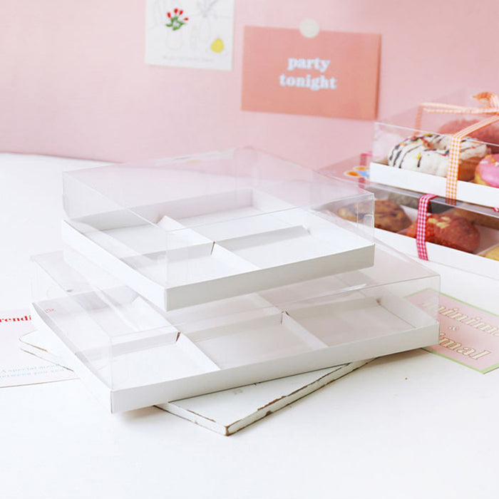 20 Pcs Transparent Dessert Packing Boxes with Clear Lid for Donuts and Pastries