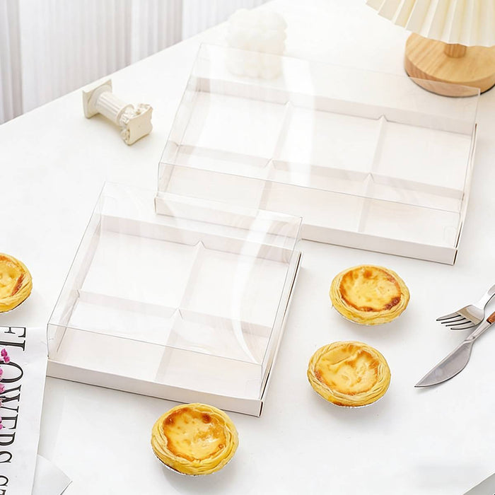 Disposable PET Transparent Egg Tart Baking Box in 2 Sizes