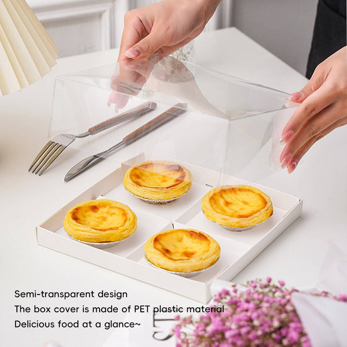 Disposable PET Transparent Egg Tart Baking Box in 2 Sizes