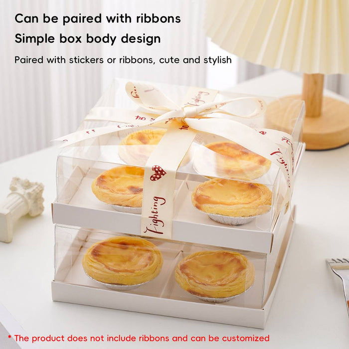Disposable PET Transparent Egg Tart Baking Box in 2 Sizes
