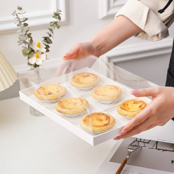 Disposable PET Transparent Egg Tart Baking Box in 2 Sizes