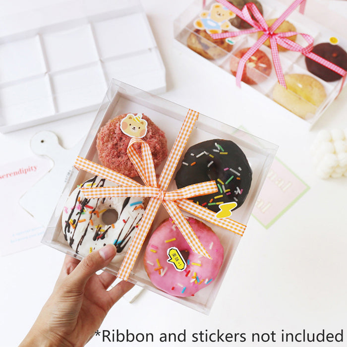 20 Pcs Transparent Dessert Packing Boxes with Clear Lid for Donuts and Pastries