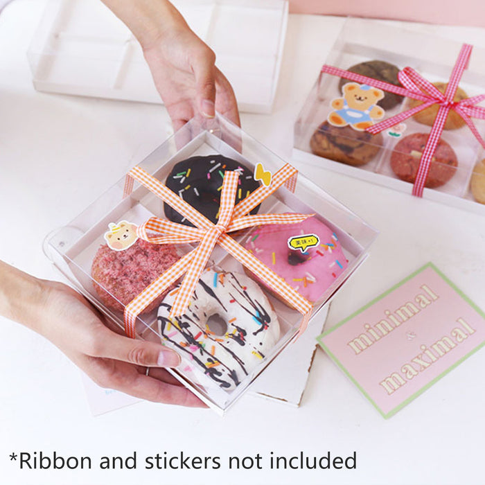 20 Pcs Transparent Dessert Packing Boxes with Clear Lid for Donuts and Pastries