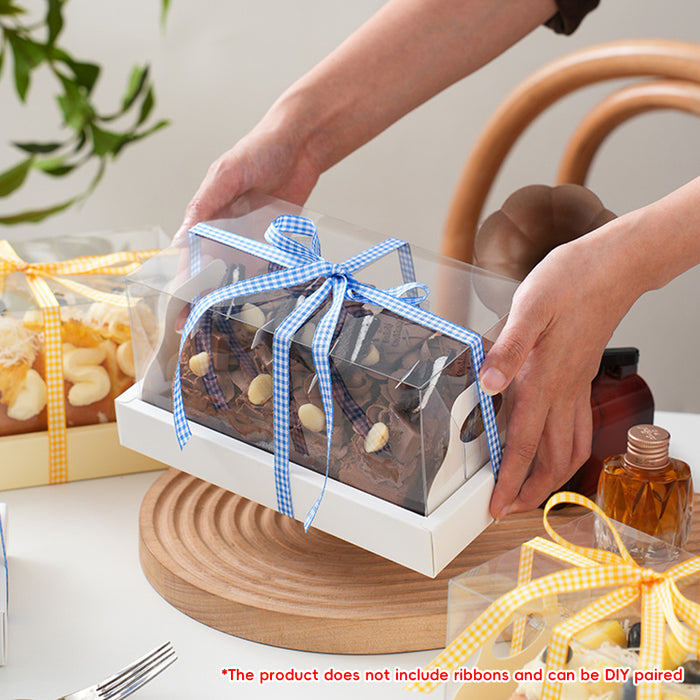 10 Pcs Clear Cake Box with Insert Tray for Cupcake and Pastry Display in 3 Colors