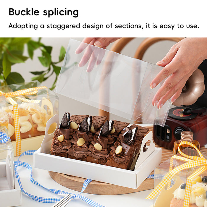 10 Pcs Clear Cake Box with Insert Tray for Cupcake and Pastry Display in 3 Colors