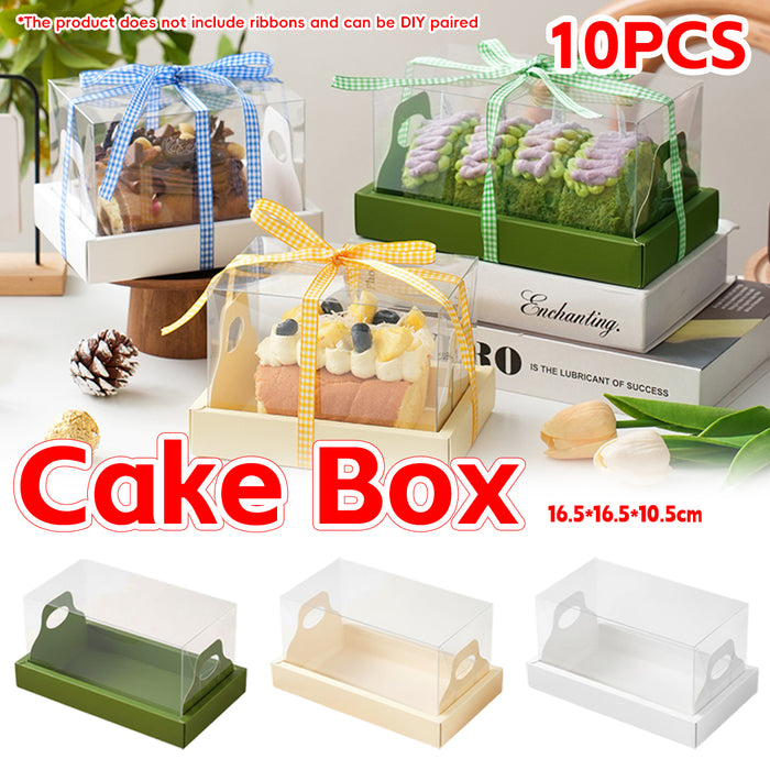 10 Pcs Clear Cake Box with Insert Tray for Cupcake and Pastry Display in 3 Colors