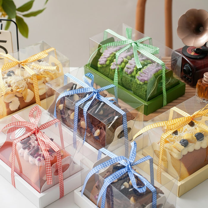 10 Pcs Clear Cake Box with Insert Tray for Cupcake and Pastry Display in 3 Colors