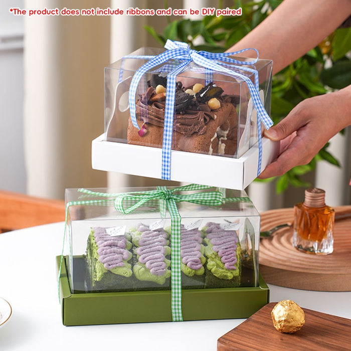 10 Pcs Clear Cake Box with Insert Tray for Cupcake and Pastry Display in 3 Colors