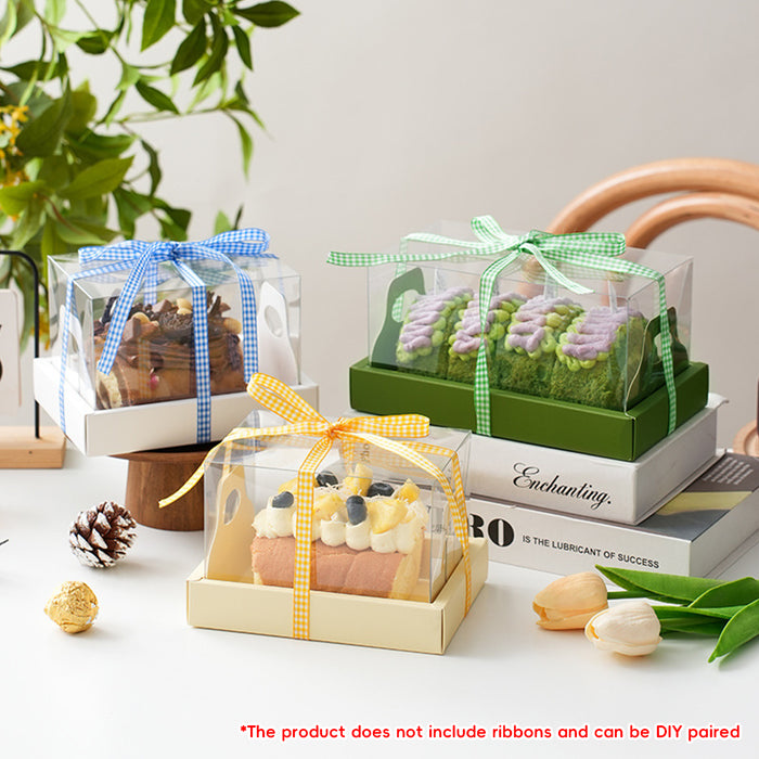 10 Pcs Clear Cake Box with Insert Tray for Cupcake and Pastry Display in 3 Colors