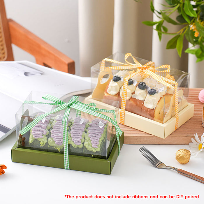 10 Pcs Clear Cake Box with Insert Tray for Cupcake and Pastry Display in 3 Colors