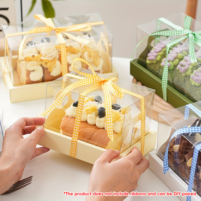 10 Pcs Clear Cake Box with Insert Tray for Cupcake and Pastry Display in 3 Colors