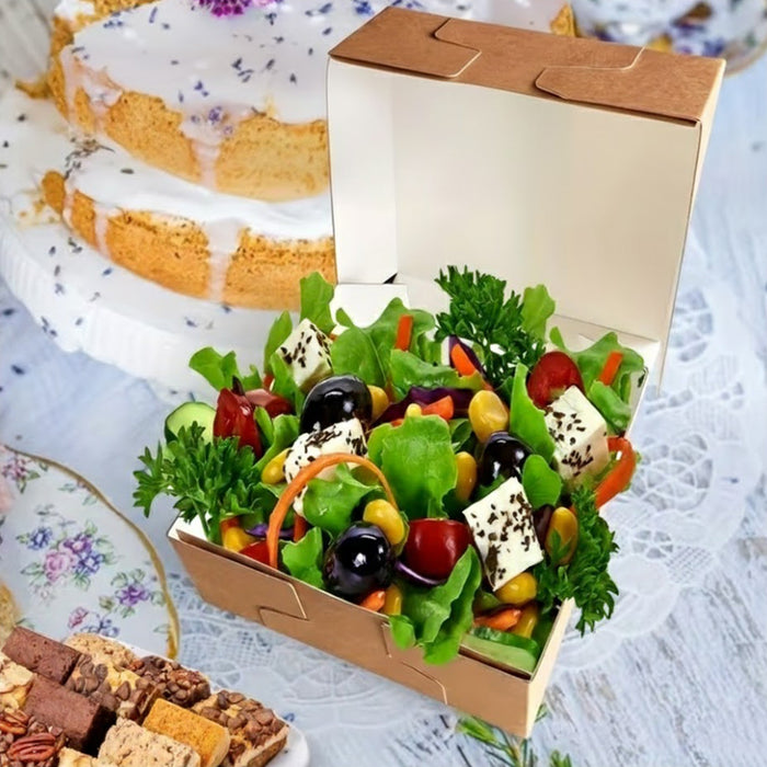 20 Pcs Food-Grade Kraft Paper Takeaway Boxes Disposable Catering Containers