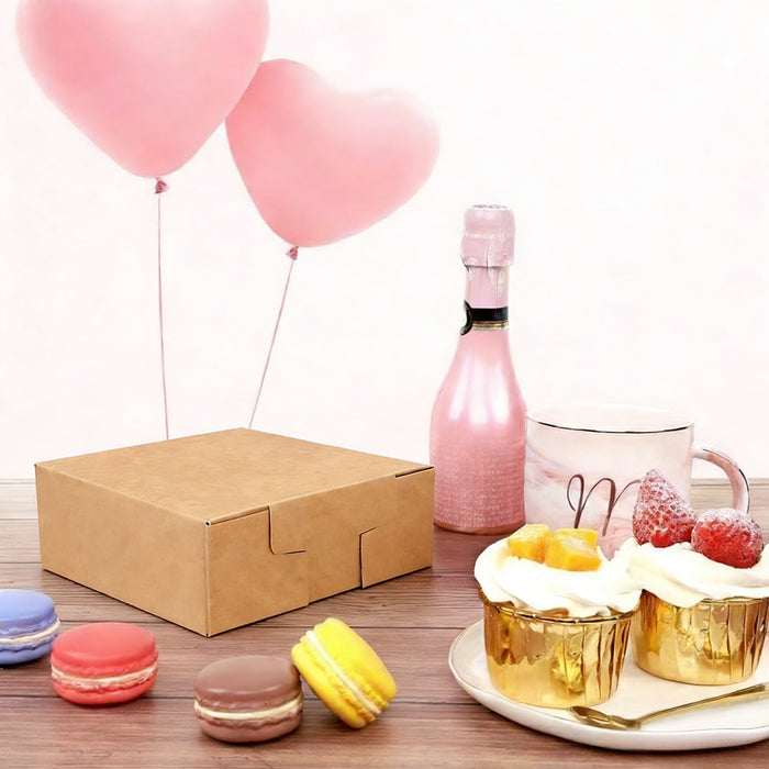 20 Pcs Food-Grade Kraft Paper Takeaway Boxes Disposable Catering Containers