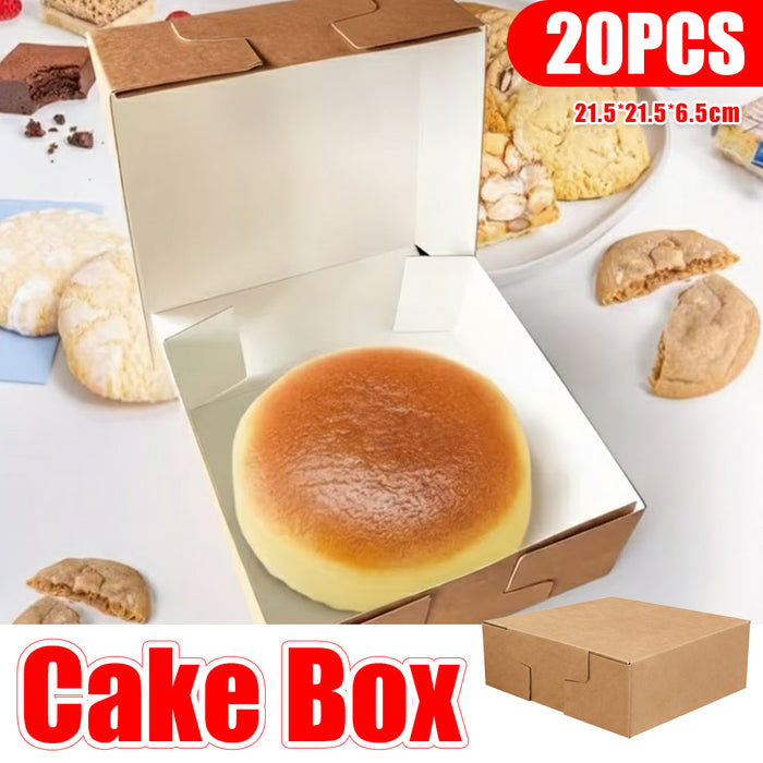 20 Pcs Food-Grade Kraft Paper Takeaway Boxes Disposable Catering Containers