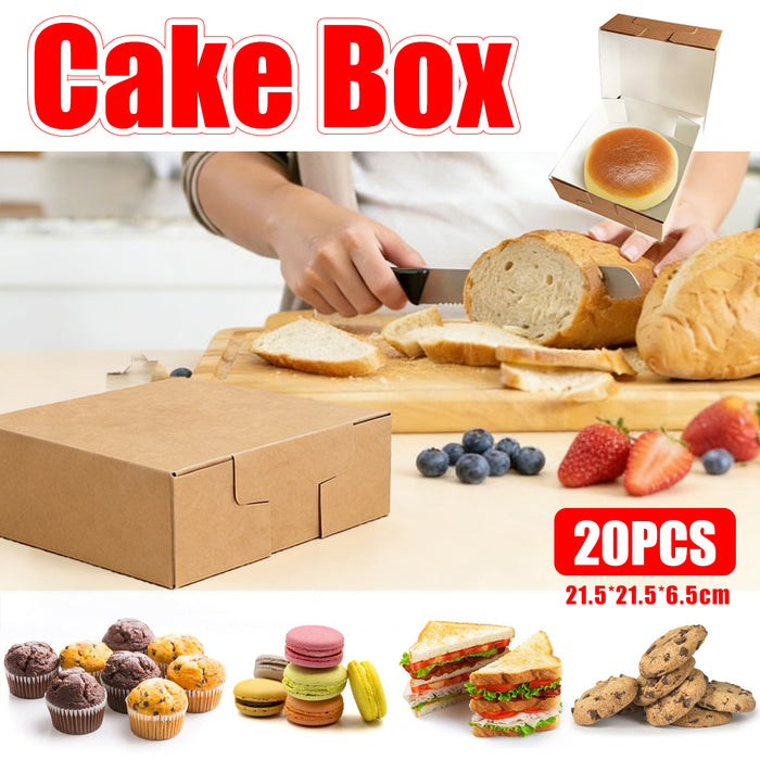 20 Pcs Food-Grade Kraft Paper Takeaway Boxes Disposable Catering Containers