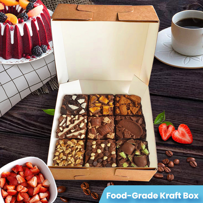 20 Pcs Food-Grade Kraft Paper Takeaway Boxes Disposable Catering Containers