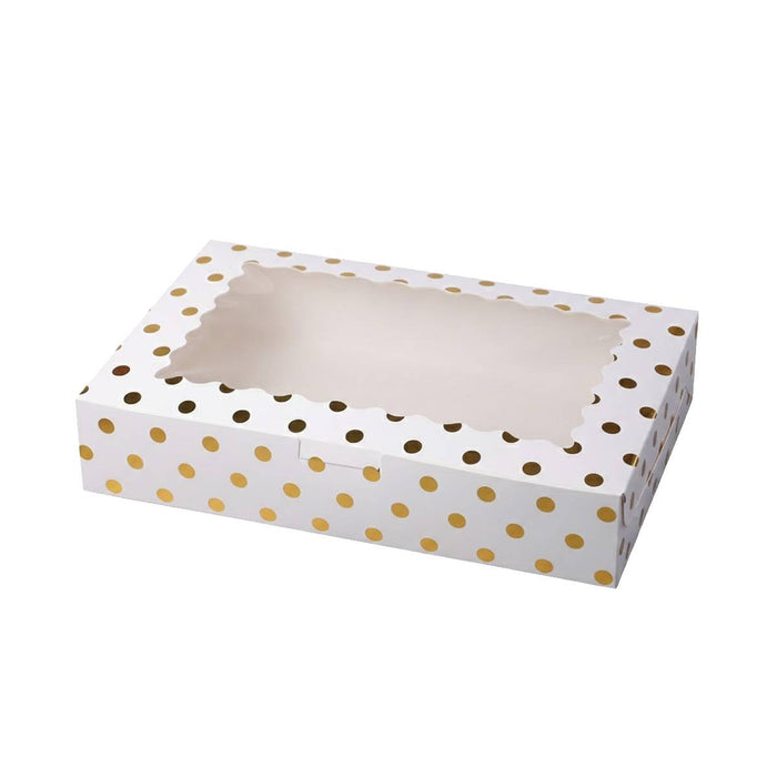 10 Pcs Window Cake Boxes with Gold Print Food-Grade Cardboard Star or Dot