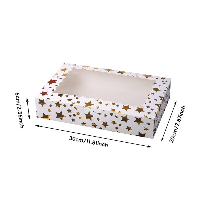 10 Pcs Window Cake Boxes with Gold Print Food-Grade Cardboard Star or Dot