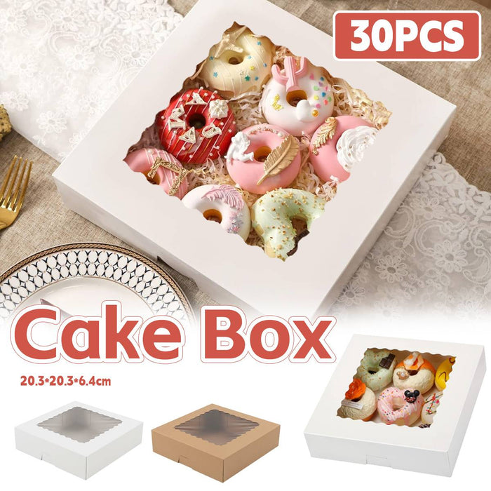30 Pcs Window Cupcake Dessert Packaging Boxes Kraft Easy Assemble